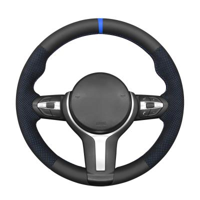 China Custom Hand Stitch Black Suede Leather Steering Wheel Cover for BMW M Sport Series for sale