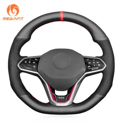 China VW Golf 8 MK8 GTI Golf GTE GTD 2020-2021 3-Spoke Wheel PU Leather Soft Suede Steering Wheel Cover for sale