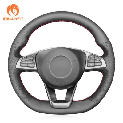 China Black Suede Nappa Leather Steering Wheel Cover for Mercedes Benz W205 AMG 43 45 C117 C218 W213 X253 C253 W166 W222 R172 for sale