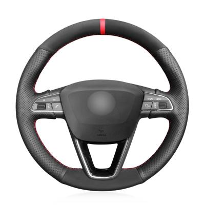 China Seat Leon 5F Mk3 Ibiza 6J Arona Alhambra 2013-2019 Suede Leather Steering Wheel Cover for sale