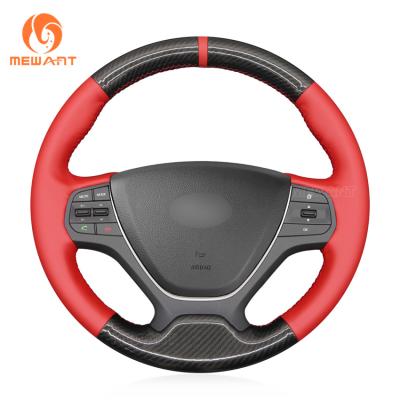 China Customized Carbon Red Leather Steering Wheel Cover for Hyundai i10 i20 2013-2020 for sale