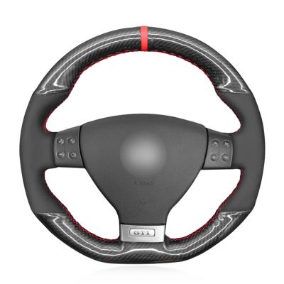 China Volkswagen VW Golf 5 Mk5 GTI R32 Passat R GT 2005 Carbon Soft Suede Steering Wheel Cover for sale