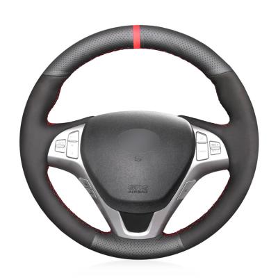 China Hand Stitching Beige PU Leather Steering Wheel Cover for Hyundai Genesis Coupe Rohens for sale