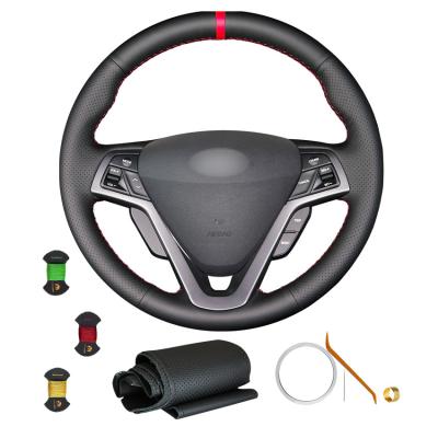 China Hyundai Veloster 2011-2017 Custom Hand Sewing Artificial Leather Steering Wheel Cover for sale