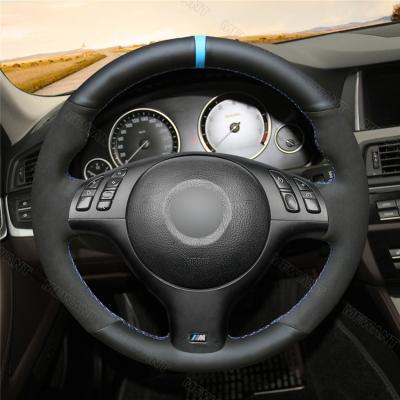 China 325I Suede PU Leather Steering Wheel Cover for BMW 3 Series E46 5 Series E39 M3 M5 2003 for sale