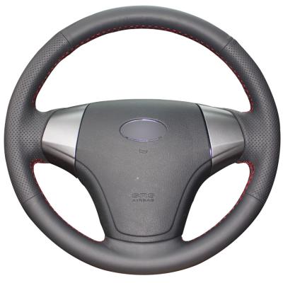 China DIY Hand Sewing Black Steering Wheel Skin Cover for Hyundai Elantra 2007 2008 2009 2010 for sale