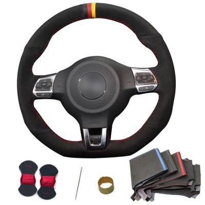 China Volkswagen Golf 6 GTI MK6 VW Polo GTI Scirocco R Passat CC R-Line 2010 Leather Steering Wheel Cover for sale