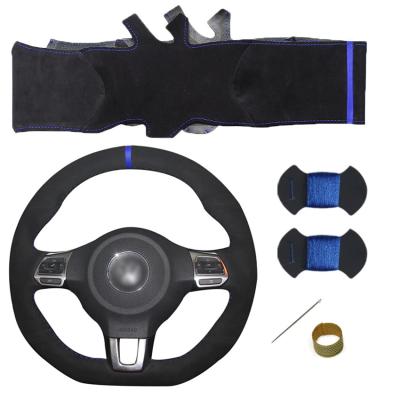 China 20*15*7cm Soft Suede Steering Wheel Cover for VW Polo Golf 6 GTI MK6 Scirocco R Passat CC R-Line 2010 for sale