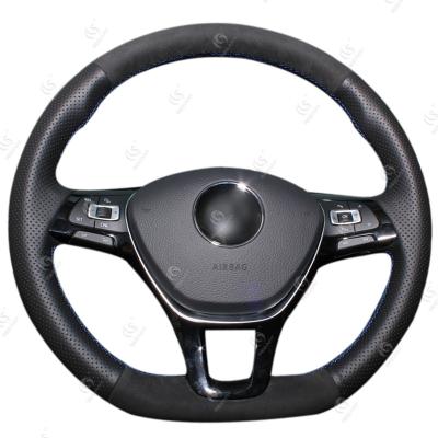 China Car Fitment VW Golf 7 Mk7 Polo Jetta Passat B8 Tiguan Black Suede Steering Wheel Cover for sale