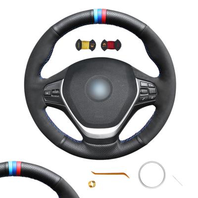 China Customize Black Suede 3-Spoke Steering Wheel Cover for BMW F20 F30 F31 F34 2012-2018 for sale