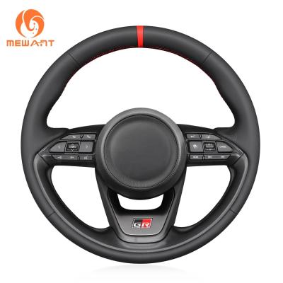 China Customized Grey Vegan Leather Steering Wheel Wrap for Toyota Yaris Cross GR 2023-2024 for sale