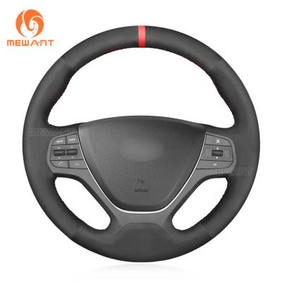 China Customize Black Suede Hand Sewing Steering Wheel Cover for Hyundai i10 i20 2013-2020 for sale