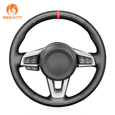 China Black Suede and Glossy Carbon Fiber Custom Steering Wheel Cover for Mazda MX-5 2016-2019 for sale