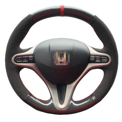 China Browness Suede Hand Stitched Steering Wheel Cover for Honda Si Civic 8th Gen 2006-2011 for sale