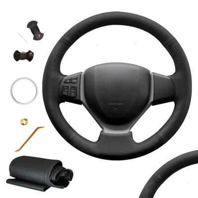 China Suzuki CELERIO S-CROSS SX4 2013 2014 3-Spoke Wheel Black Leather Steering Wheel Cover for sale