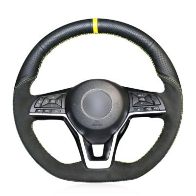 China Custom Red Thread Suede Steering Wheel Cover for Nissan X-Trail 2017-2019 Qashqai 2018 for sale