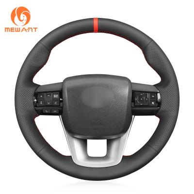 China Cheap Black Pu Faux Leather Steering Wheel Wrap Cover For Toyota Hilux Pickup 2.0 2.4 2.8 P/U SC E DC G Indonesia 2015-2024 for sale