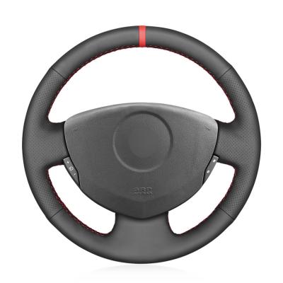 China Hand Stitching Artificial Leather Red Marker Steering Wheel Cover for Renault Clio 2 2001-2005 Dacia Sandero 2008-2012 for sale