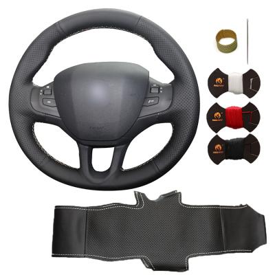 China Artificial Leather Black Custom Hand Sewing Wrap Steering Wheel Cover for Peugeot 206 207 208 2008  307 308 408 508 Boxer for sale