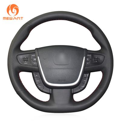 China Hand Stitched Red Thread Black Artificial Leather Steering Wheel Cover for Peugeot 508 508 SW 2011-2018 for sale