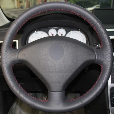 China Custom 100% Fit Hand Stitched Artificial Leather Steering Wheel Wrap Covers for Peugeot 307 2001-2008 307 SW 2005-2008 for sale