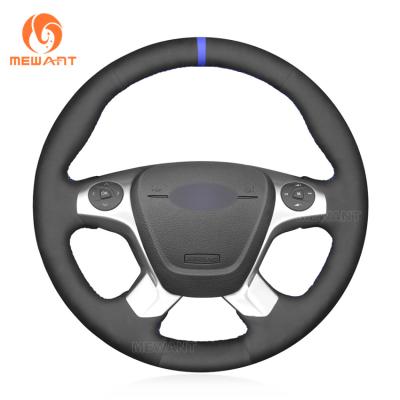 China Hand Stitching Full Black Suede Custom Steering Wheel Cover for Ford Transit Connect Tourneo Custom Grand Tourneo Connect for sale