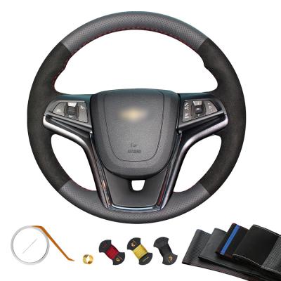 China Wholesale Genuine Leather Black Suede Hand Stitch Wrap Steering Wheel Cover For Chevrolet Malibu 2011 2012 2013 2014 for sale