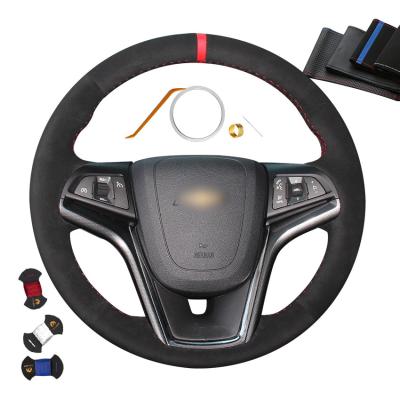 China Warm Black Suede Comfortable Custom Hand Sewing Steering Wheel Cover For Chevrolet Malibu 2011 2012 2013 2014 for sale