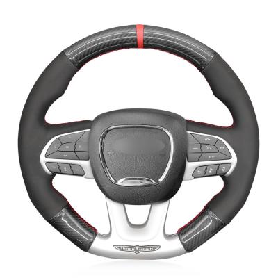 China Hand Stitching Carbon Soft Suede Steering Wheel Cover for Dodge SRT Challenger Charger Durango Dart Jeep Cherokee Trackhawk for sale