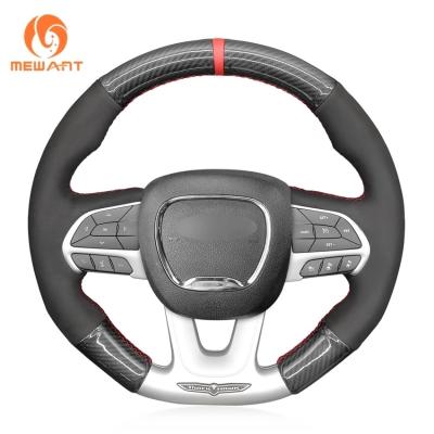 China Black Carbon Fiber Car Accessory Customize Hand Sewing Steering Wheel Cover Dodge Challenger Charger Durango 2015 - 2016 for sale