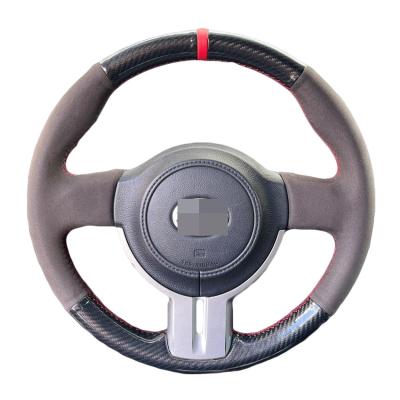 China Wrap Custom Hand Sewing Black Suede Carbon Steering Wheel Cover for Subaru BRZ Scion FR-S FRS Toyota 86 GT86 for sale