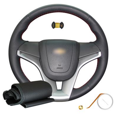 China Black Leather Steering Wheel Cover for Chevrolet Captiva Cruze Aveo Orlando Lova Malibu Volt Equinox Niva Epica Niva for sale