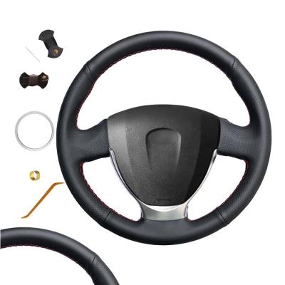 China Custom DIY Black Leather Hand Sewing Steering Wheel Cover for Lada Priora 2013-2018 for Lada Kalina 2 2013-2018 for sale