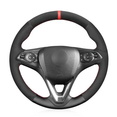 China Hand Stitching PU Leather Suede Steering Wheel Cover for Opel Vauxhall Astra K Corsa E Crossland X Grandland Insignia B Zafira for sale