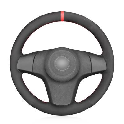 China Hand Stitching Black Suede Steering Wheel Cover for Vauxhall Corsa D Chevrolet Niva 3-Spoke Opel for sale