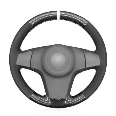 China Custom Hand Stitching Carbon Suede Steering Wheel Cover for Vauxhall Opel Corsa D Chevrolet Niva 3-Spoke for sale