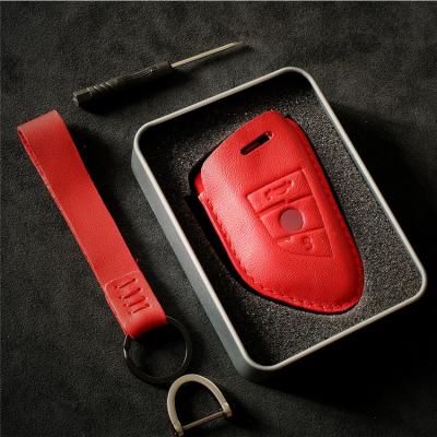 China Black Genuine Leather Car Key Case for BMW BMW X5  F15 X6 for sale