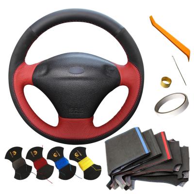 China DIY Design Black Suede Car Steering Wheel Wrap For Ford Fiesta 4 1996 1997 1998 1999 2000 2001 2002 2003 2004 2005 2006 for sale