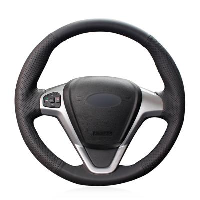 China Black Leather Design DIY Steering Wheel Wrap For Ford Fiesta 2008 2009 2010 2011 2012 2013 Ford Eco Sport 2013 2014 2015 2016 for sale