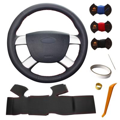 China Leather Hand Sewing Custom Steering Wheel Cover for Ford Kuga Focus 2 C-MAX 2005 2006 2007 2008 2009 2010 2011 for sale