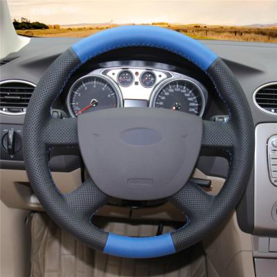 China Blue Leather Custom Steering Wheel Cover for Ford Kuga 2008 2009 2010 2011 Focus 2 2005 2006 2007 2008 C-MAX Ford Transit for sale