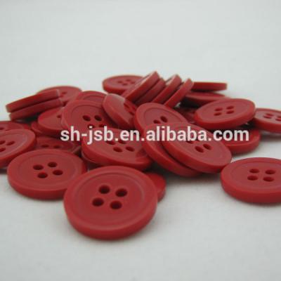 China Hot Sale Fashionable Round Shape 4 Hole Plastic Button Red Color for sale