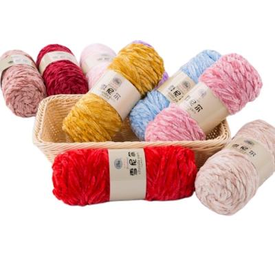 China Charmkey Fancy Yarn 5mm Chenille Yarn 100% Polyester Bulky Yarn For Hand Knitting for sale