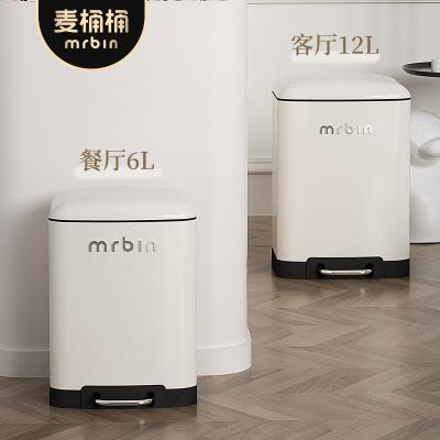 China Viable Single Dust Bin Household Living Room Kitchen Pedal With Cover Stainless Steel Waste Bins Storage Boxes And Bins for sale