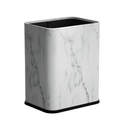 China Large Bathroom Living Room Bedroom Kitchen Living Room Household Rubbish Bin Marble Pattern Uncovered Stone Storage Bin for sale