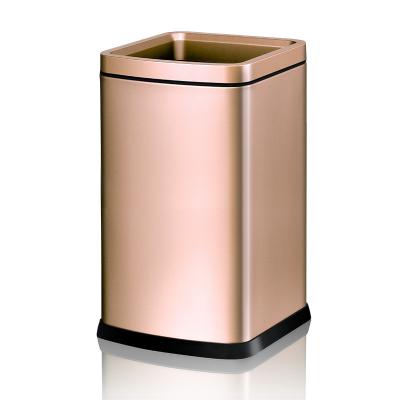 China Simple Light Luxury Luxury Bin No Cover Household Kitchen Living Room Bathroom Stainless Steel Storage Bin Viable Trash Bin Large for sale