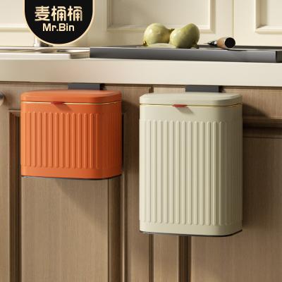 China Wholesale Wall Mounted Hanging Stainless Steel Trash Can Bathroom Toilet Cabinet Door Household Viable Kitchen Trash Can for sale