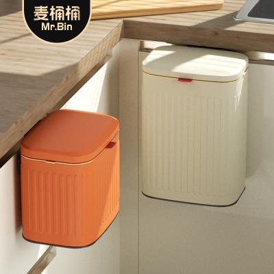 China Home Sustainable Wall Mounted Hanging Waste Bins Door Cabinet Kitchen Trash Bin Stainless Steel for sale