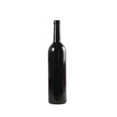 China 750ml Empty Black Glass Wine Bottle With Cork Wine Bottle For Sale for sale