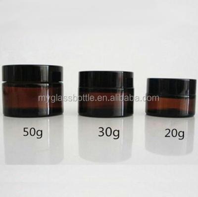 China Dark Brown Glass Jar Jar With Dark Brown PET Cap For Storing Hairwax for sale